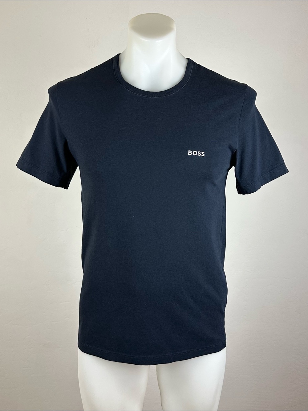 Hugo Boss Navy Short-Sleeve Crewneck Tee with White Logo